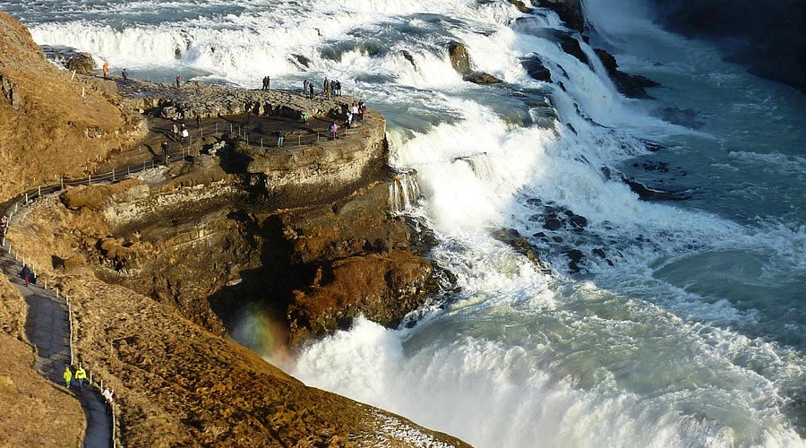 Waterfall Gullfoss Sebuah Air Terjun Emas Terkenal Di Islandia